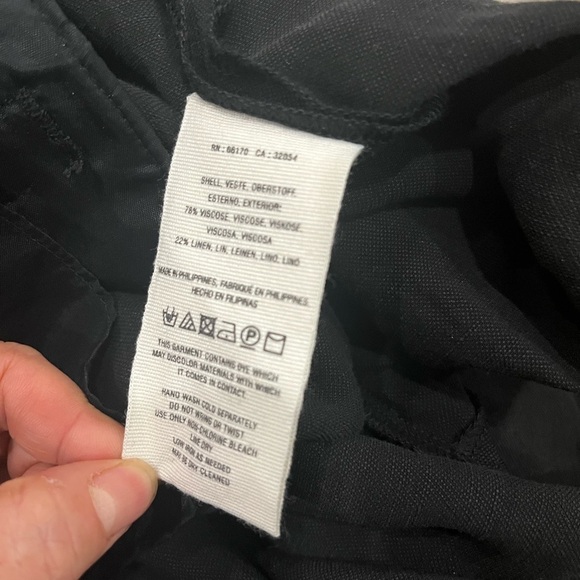 [US8]Anthropologie Elevenses Elegant Black Linen Blend Flared WMN Jumpsuit Pants - Picture 4 of 8